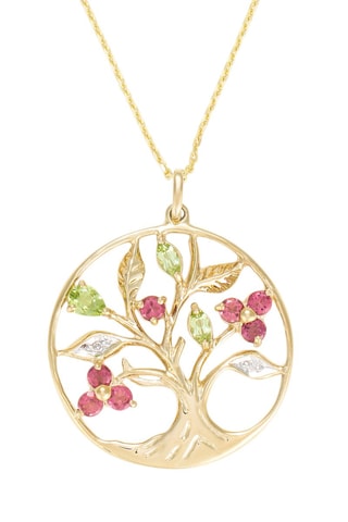 Pendentif Soledad - Or jaune, tourmalines roses, péridots et diamants