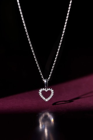 Pendentif Mini Cœur - Or blanc et diamants