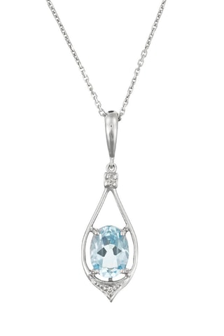 Pendentif Brillant -  Or blanc, diamants et topaze