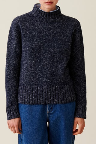 Pull en laine et soie - Bleu marine