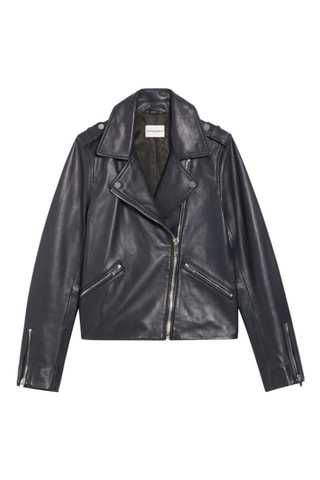 Veste en cuir - Bleu marine