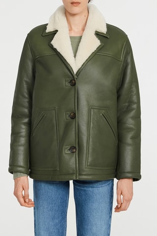 Veste en cuir de mouton - Kaki