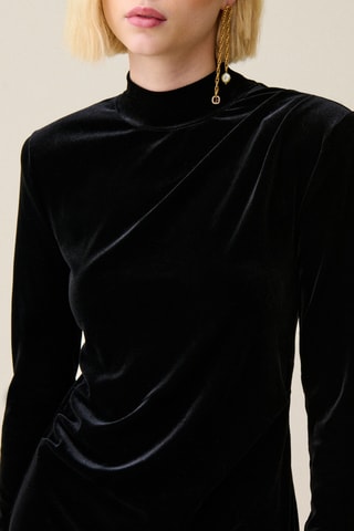 Robe longue en velours - Noir