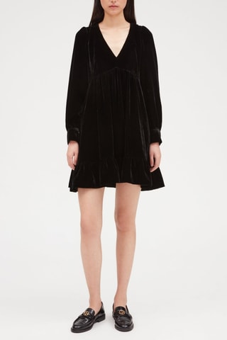 Robe trapèze en velours - Noir