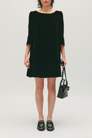 Robe trapèze en velours - Noir