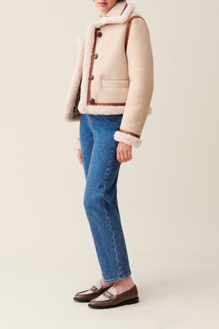 Veste en peau lainée - Beige