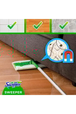 Balai avec 3 lingettes humides et 8 lingettes sèches Swiffer - Clean & Fresh