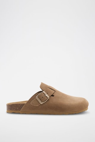 Sabot in pelle scamosciata Rosso - Beige