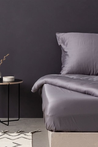 Juego de nórdico de satén de algodón 82 hilos/cm² - Gris oscuro