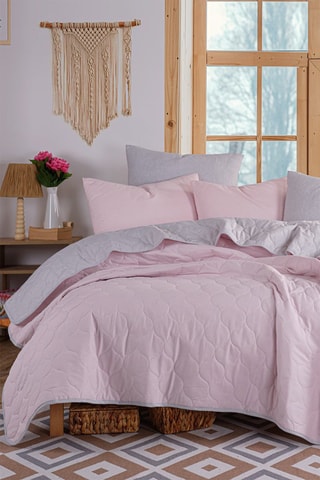 Juego de nórdico de algodón 120 hilos/cm² Solid - Rosa y gris