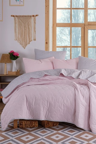 Juego de nórdico de algodón 120 hilos/cm² Solid - Rosa y gris