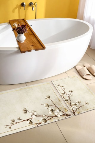 2 alfombras de baño - Beige - 50 x 60/60 x 100 cm