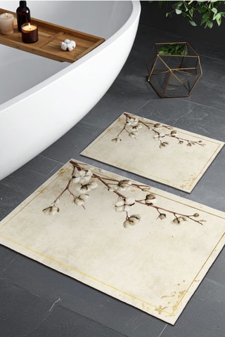 2 alfombras de baño - Beige - 50 x 60/60 x 100 cm