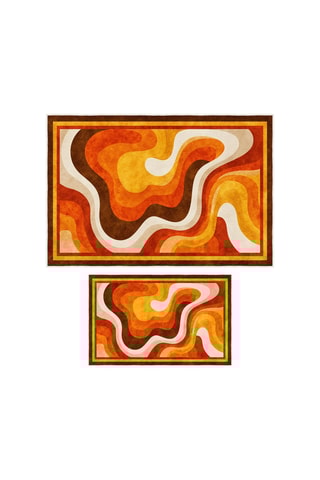 2 alfombras de baño - Naranja - 50 x 60/60 x 100 cm