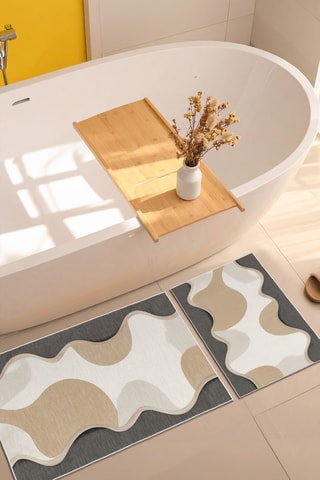 2 alfombras de baño - Beige - 50 x 60/60 x 100 cm
