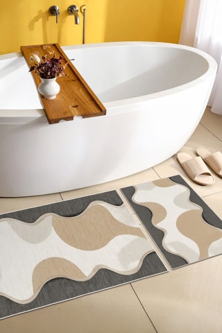 2 alfombras de baño - Beige - 50 x 60/60 x 100 cm