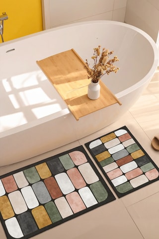 2 alfombras de baño - Negro - 50 x 60/60 x 100 cm