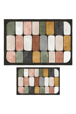 2 alfombras de baño - Negro - 50 x 60/60 x 100 cm