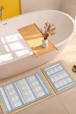 2 alfombras de baño - Azul ­- 50 x 60/60 x 100 cm