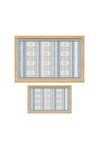 2 alfombras de baño - Azul ­- 50 x 60/60 x 100 cm