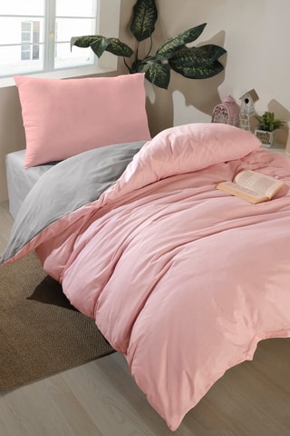 Juego de nórdico reversible de algodón 47 hilos/cm² - Gris y rosa