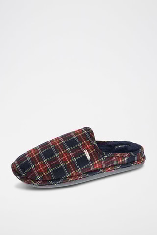 Zapatillas de casa forradas - Azul marino y rojo