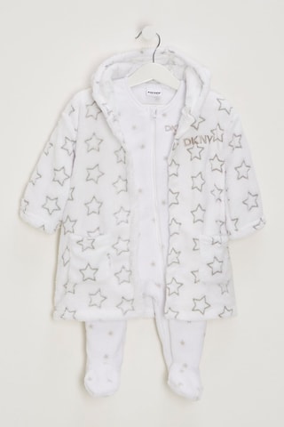 Peignoir et grenouillère - Blanc et gris