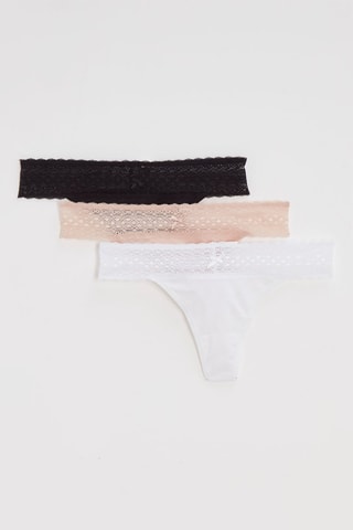 3 strings Les cotons bio - Noir et rose - Variance