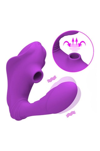Vibromasseur et stimulateur clitoridien 2-en-1 waterproof - Violet - 11 cm