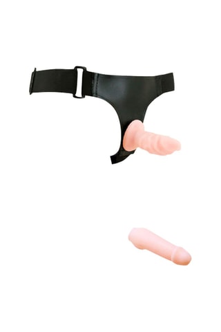 Godemiché ceinture Jessica - Noir et beige - 10,6 cm