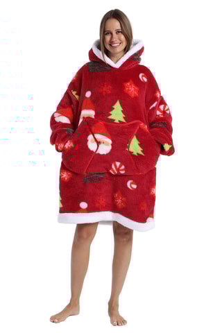 Maglia plaid con cappuccio - Rosso