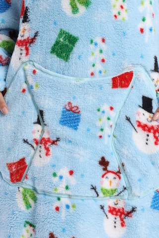 Maglia plaid con cappuccio - Blu