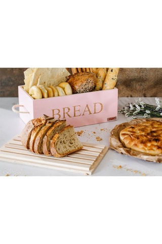 Beukenhouten Broodtrommel en Snijplank StoneRose 35 x 20 x 14 cm