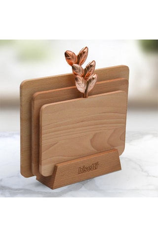 3 Snijplanken met Beukenhouten Houder Printemps d’or