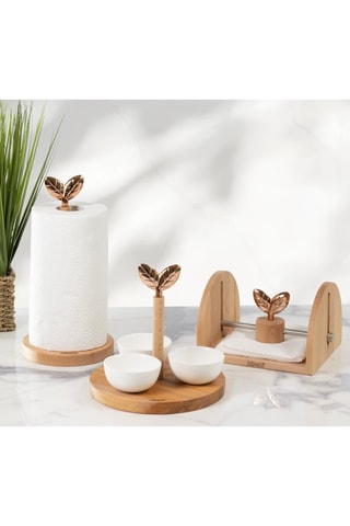 Beukenhouten Servettenhouder Printemps doré - 20 x 18 x 12 cm