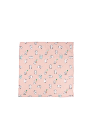 3 mousselines Cloe, Rabbit & Birds - Rose et blanc - 60 x 60 cm