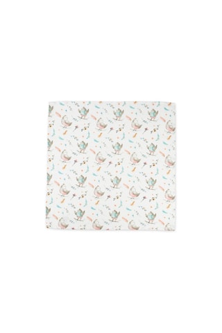 3 mousselines Cloe, Rabbit & Birds - Rose et blanc - 60 x 60 cm