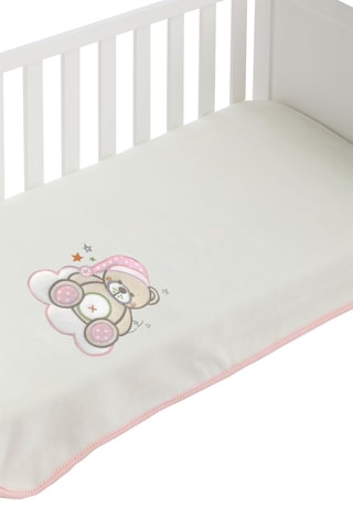 Couverture Teddy - Blanc et rose - 80 x 110 cm