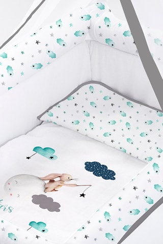 Mini berceau en bois et parure Fishing Stars - Jusqu'à 8 mois - 5 pièces