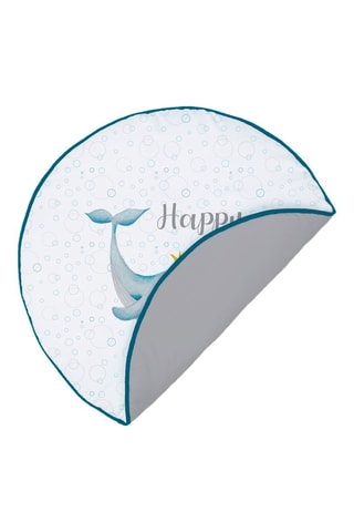 Tapis premier pas Happy Whale - 
Blanc et bleu - 90 x 90 x 2 cm