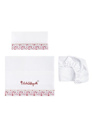Parure de draps Liberty - Blanc et rose