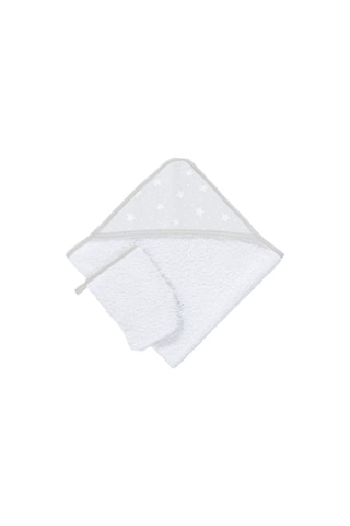 Sortie de bain et gant de toilette Stars And Dots - Blanc - 75 x 75 cm