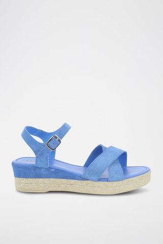 Sandalias de nobuk de cuña Roma - Celeste