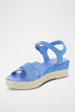 Sandalias de nobuk de cuña Roma - Celeste