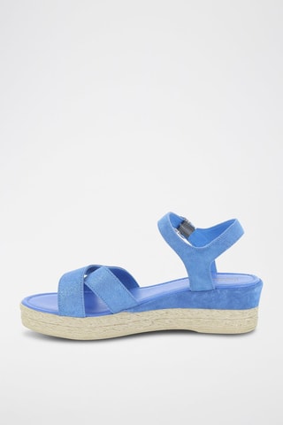 Sandalias de nobuk de cuña Roma - Celeste