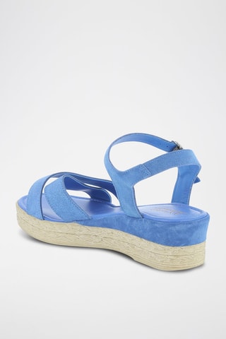 Sandalias de nobuk de cuña Roma - Celeste