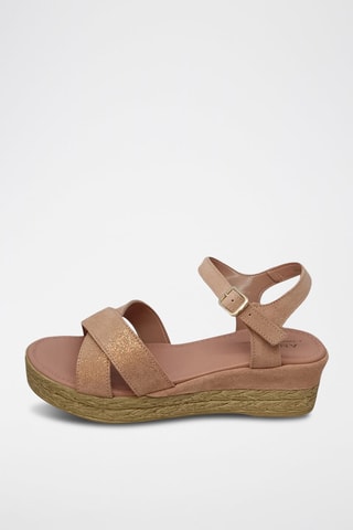 Sandalias de nobuk de cuña Roma - Rosa