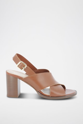 Sandalias de piel de tacón Romaya - Marrón