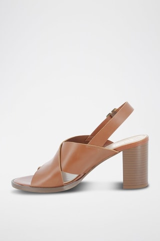 Sandalias de piel de tacón Romaya - Marrón