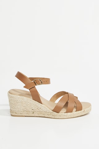Leren Sandalen met Sleehak Cordoba - Camel